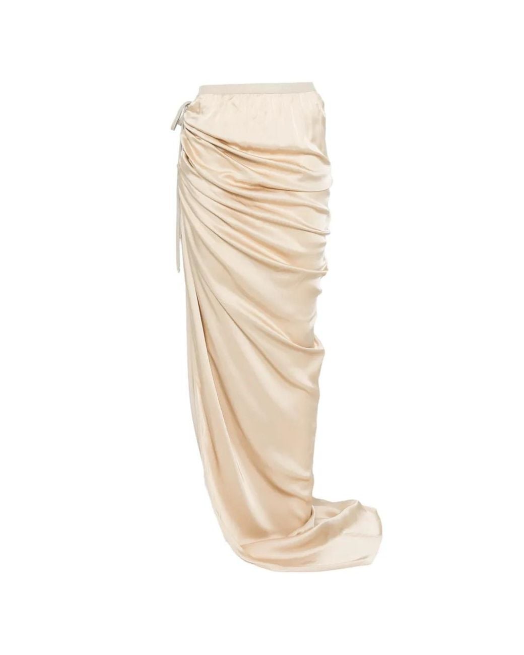 Rick Owens White Draped Asymmetric Maxi Skirt