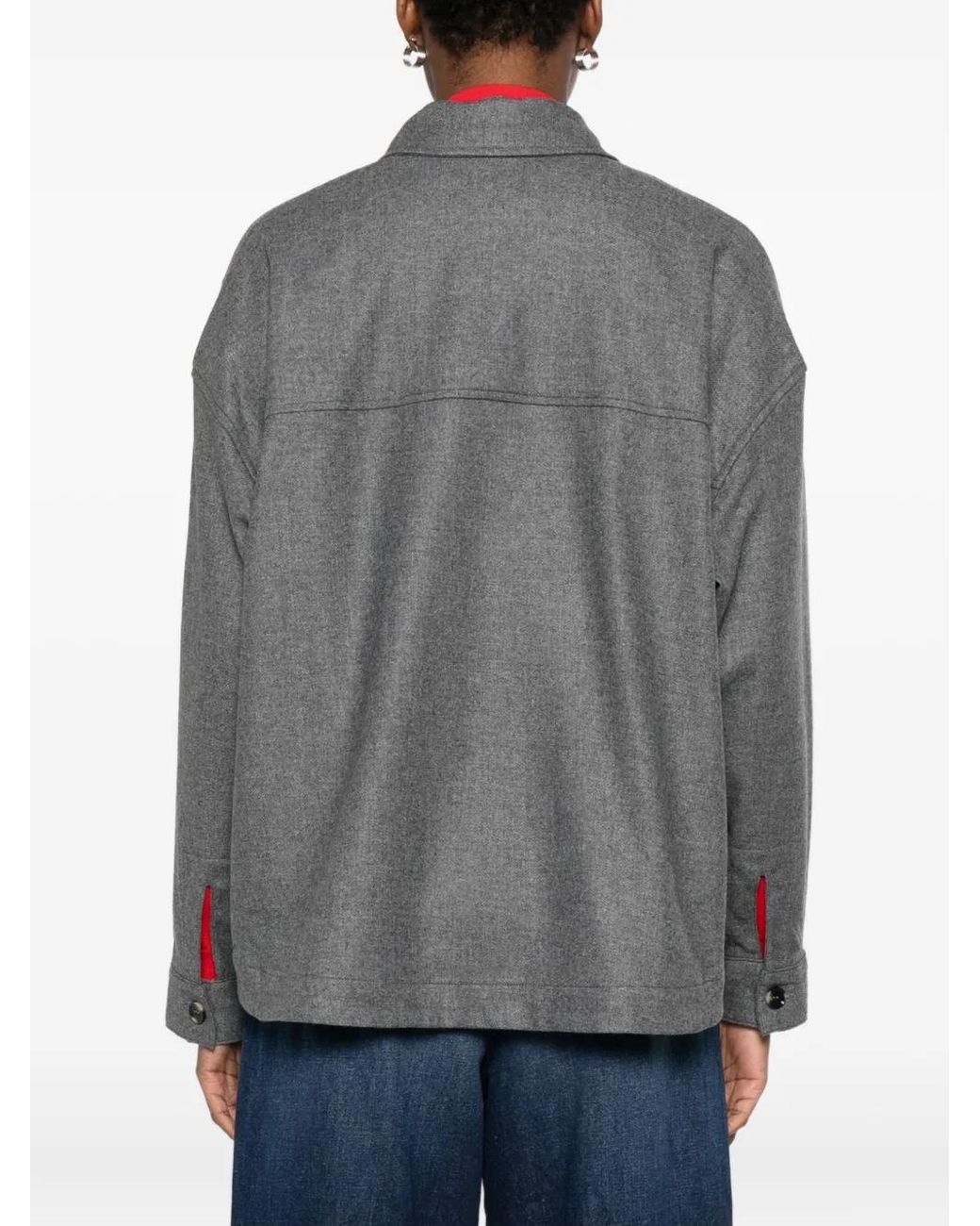 TRUE AVENUE Gray Button-Down Pocket Jacket