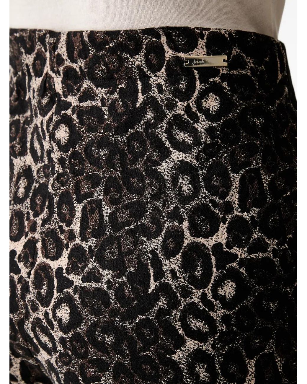 Joseph Ribkoff Black Leopard-Print Jacquard Trousers