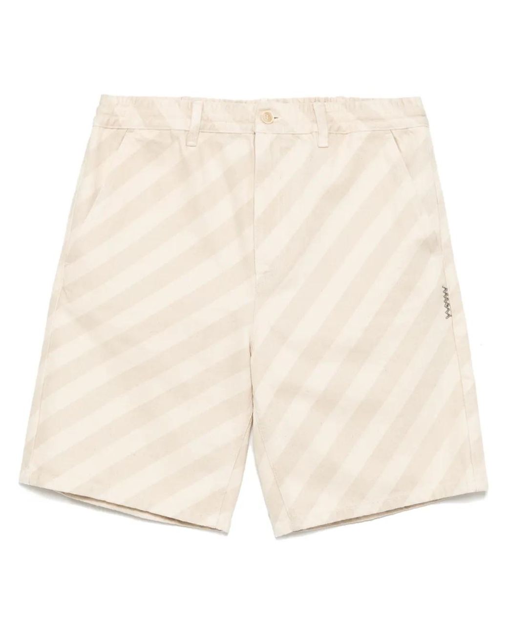 Marni Gestreepte Denim Shorts in het Natural voor heren