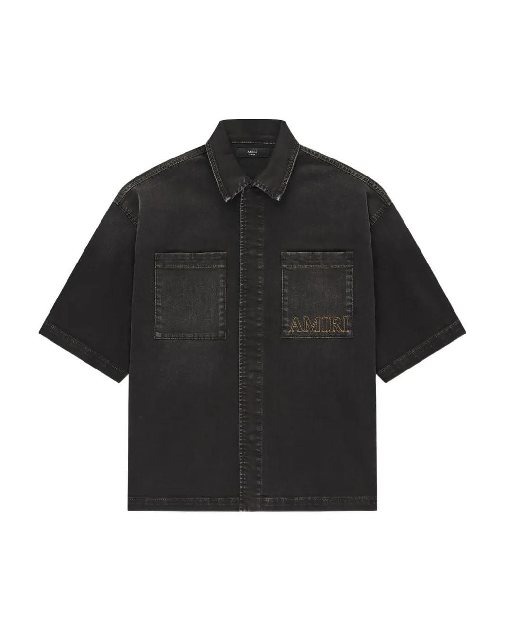 Amiri Black 3D Short-Sleeve Snap Shirt for men