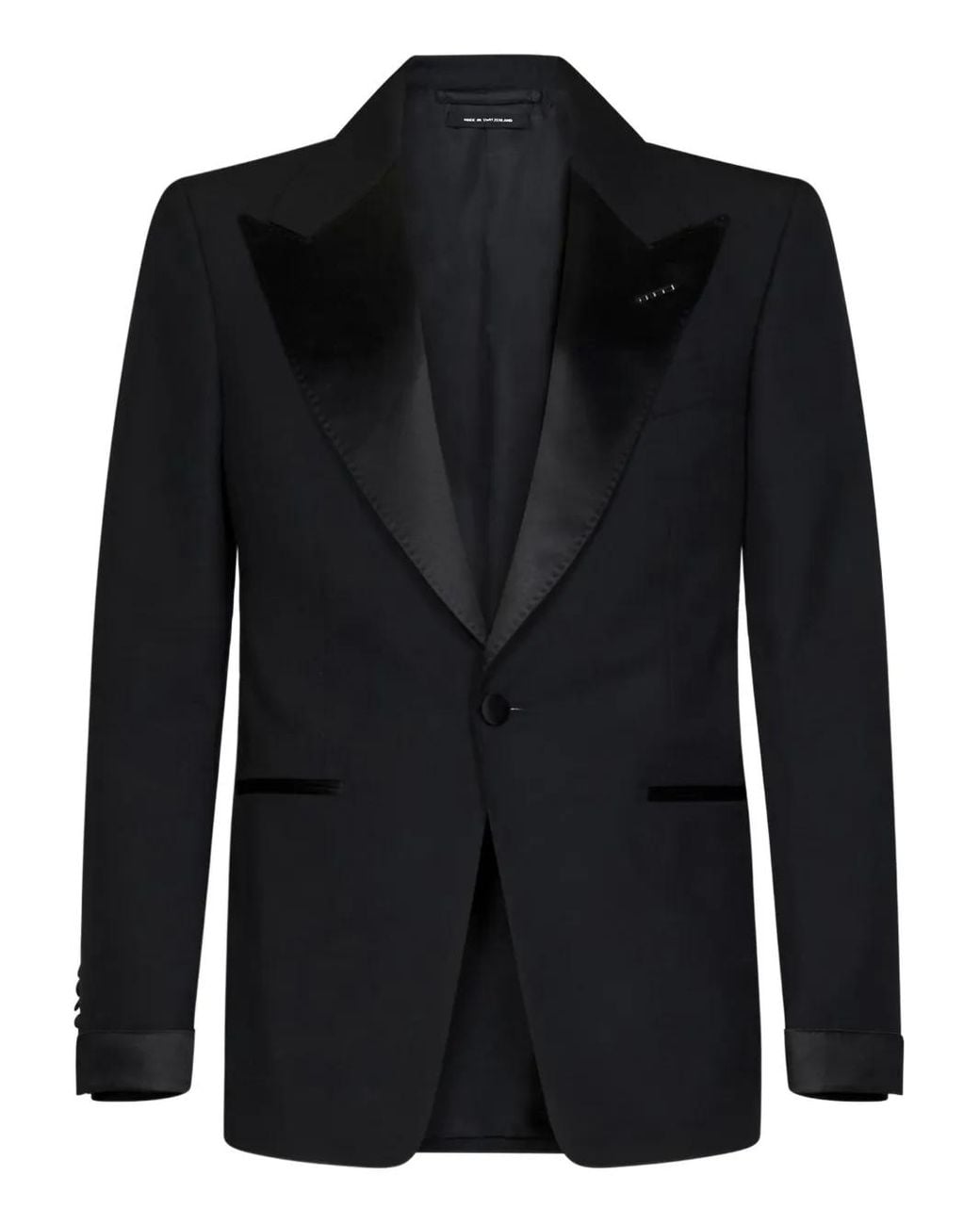 Tom Ford Black Silk-Lapel Single-Breasted Wool Jacket for men