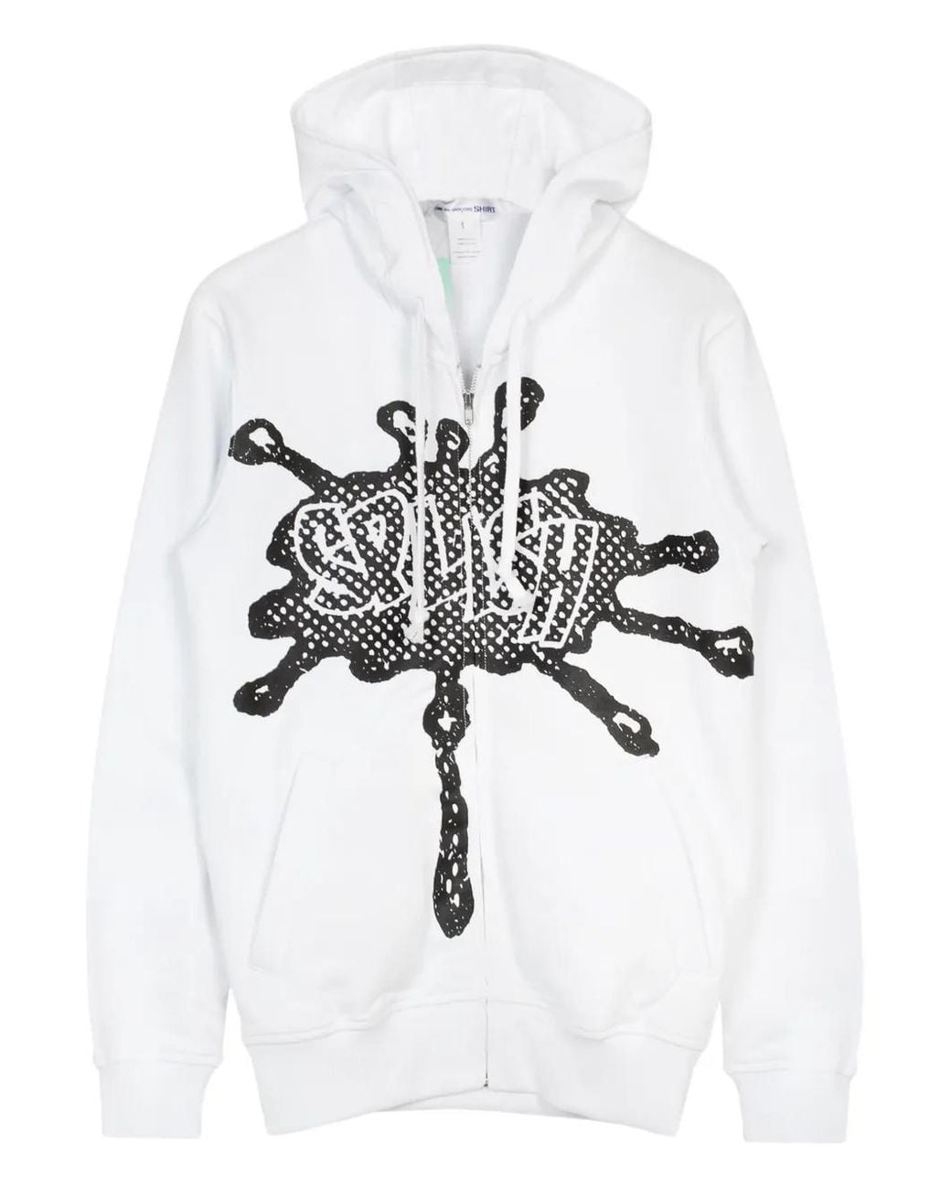 Comme des Garçons White Printed Zip Hoodie for men