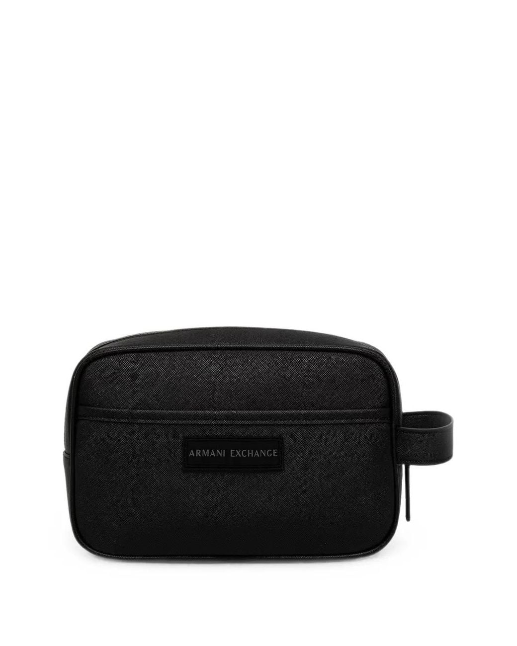 ARMANI EXCHANGE Black Logo-Patch Wash Bag for men