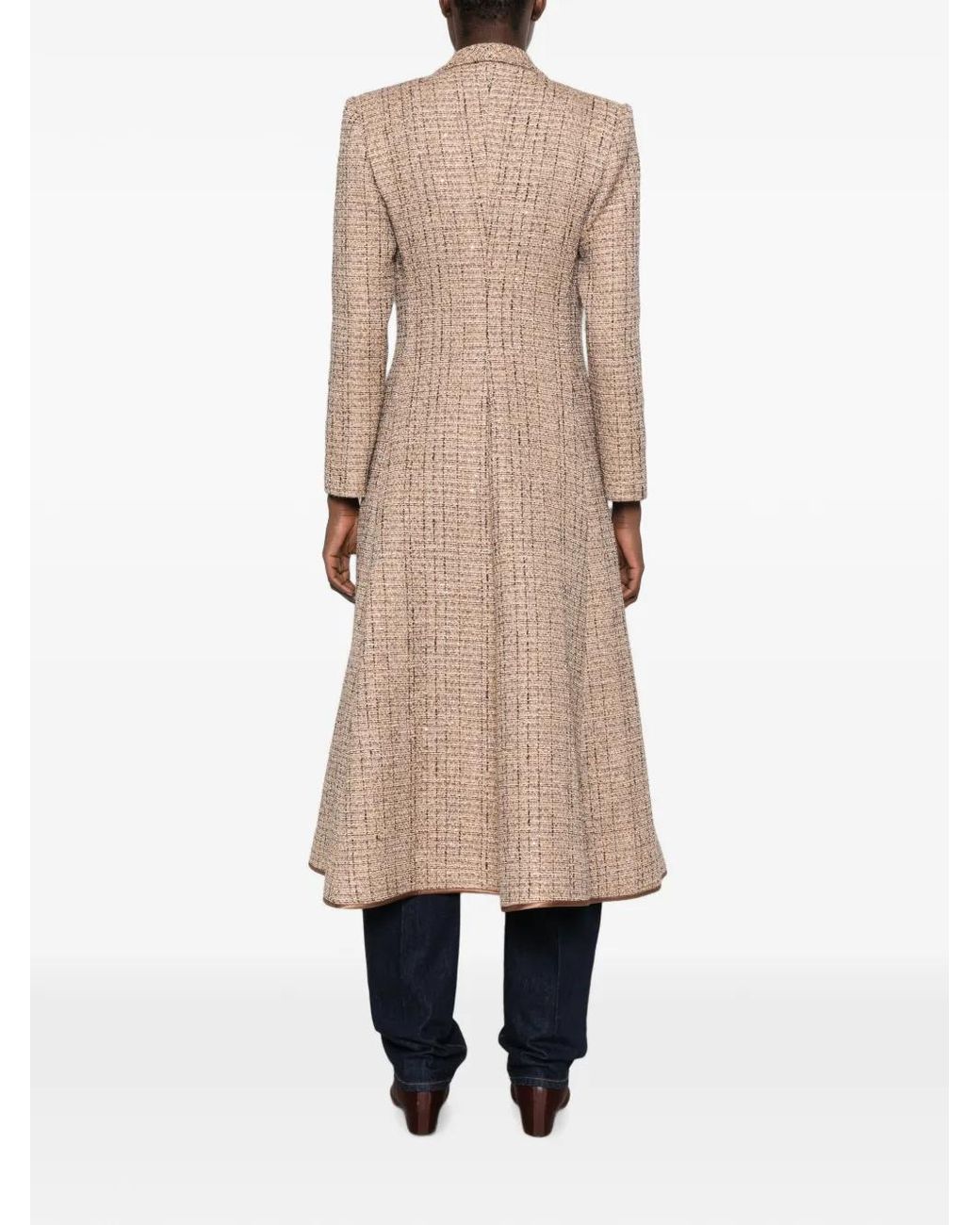 DE SANTIS Natural Manteau Croisé À Revers Crantés