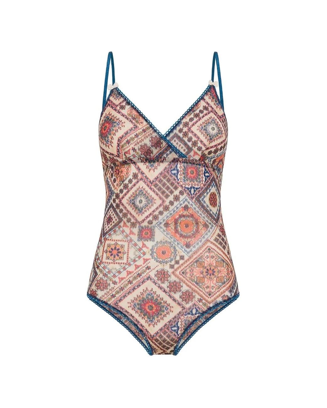 Momoní Pink Tore Graphic-Pattern Bodysuit