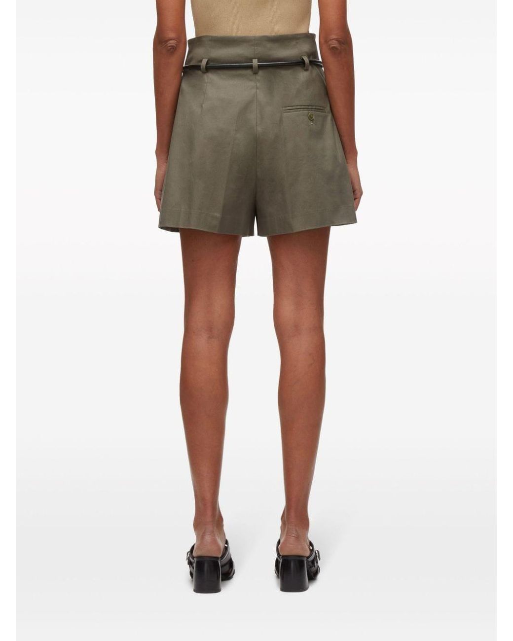 3.1 Phillip Lim belted-waist cotton shorts - Green