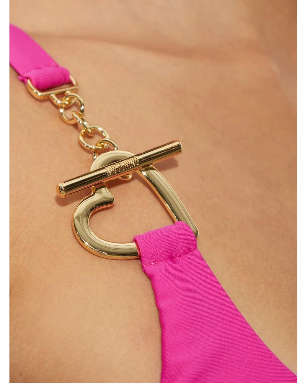 Moschino Pink Heart-Motif Toggle-Detail Swimsuit