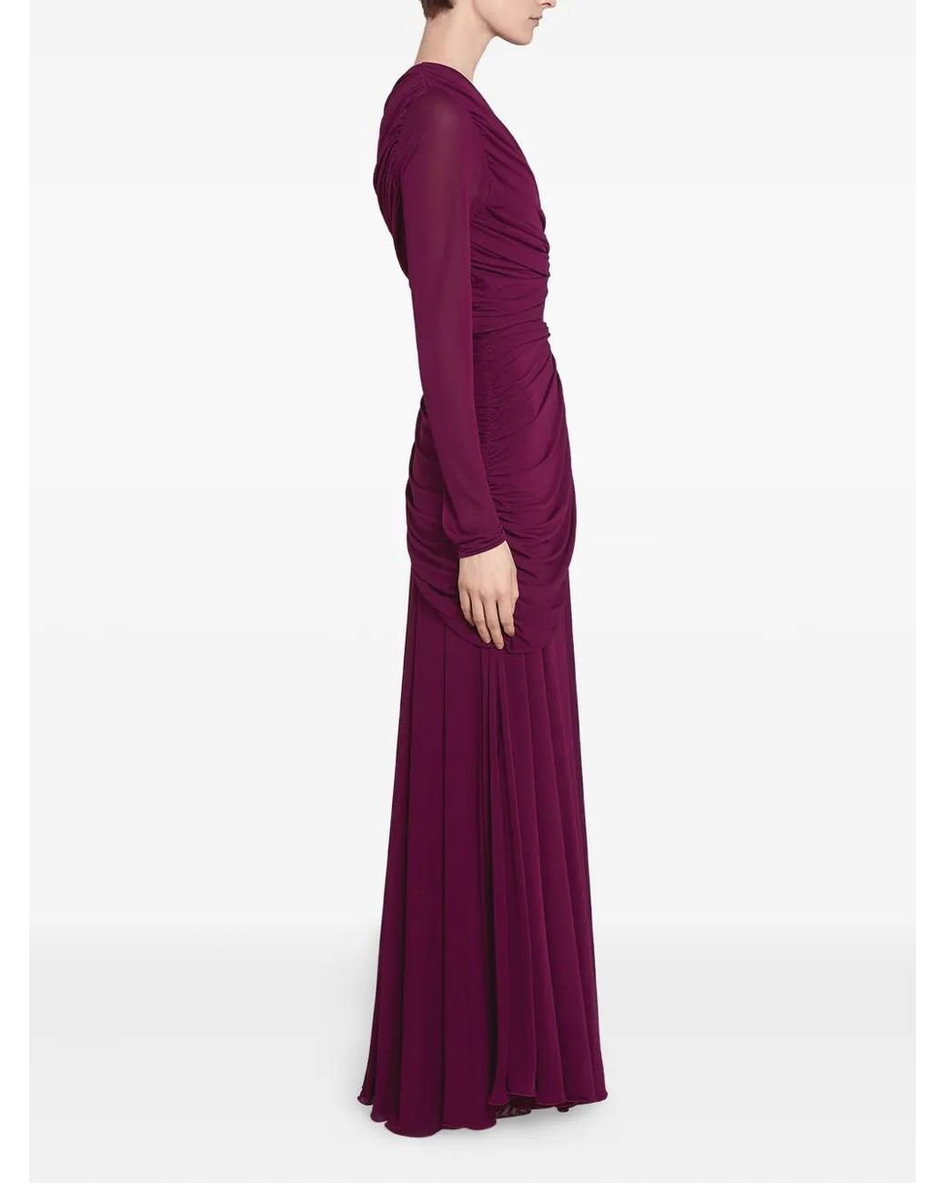 giambattista valli purple dress Giambattista Valli Draped Asymmetrical Midi Dress