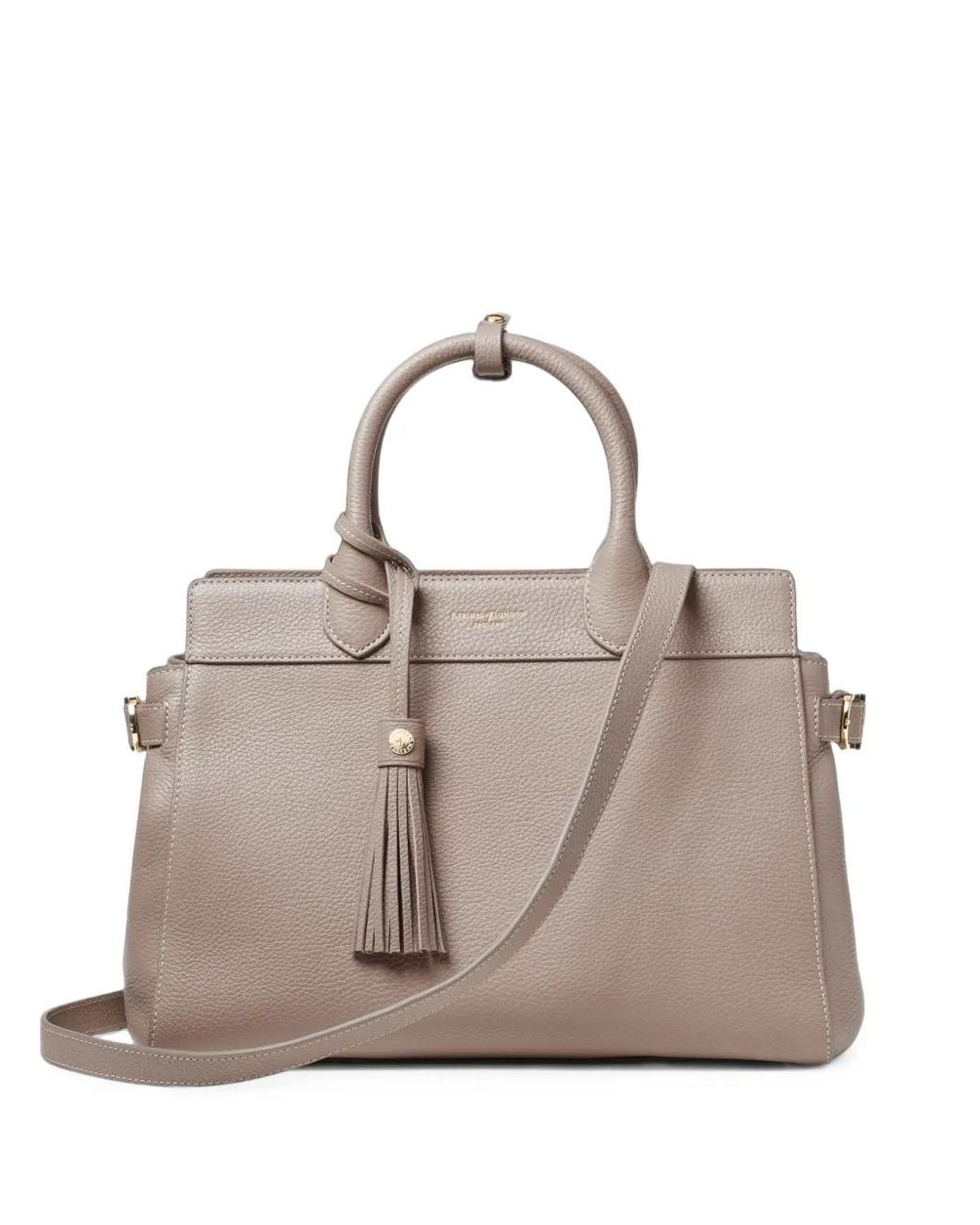 Aspinal Natural Savannah Pebbled-Leather Tote Bag