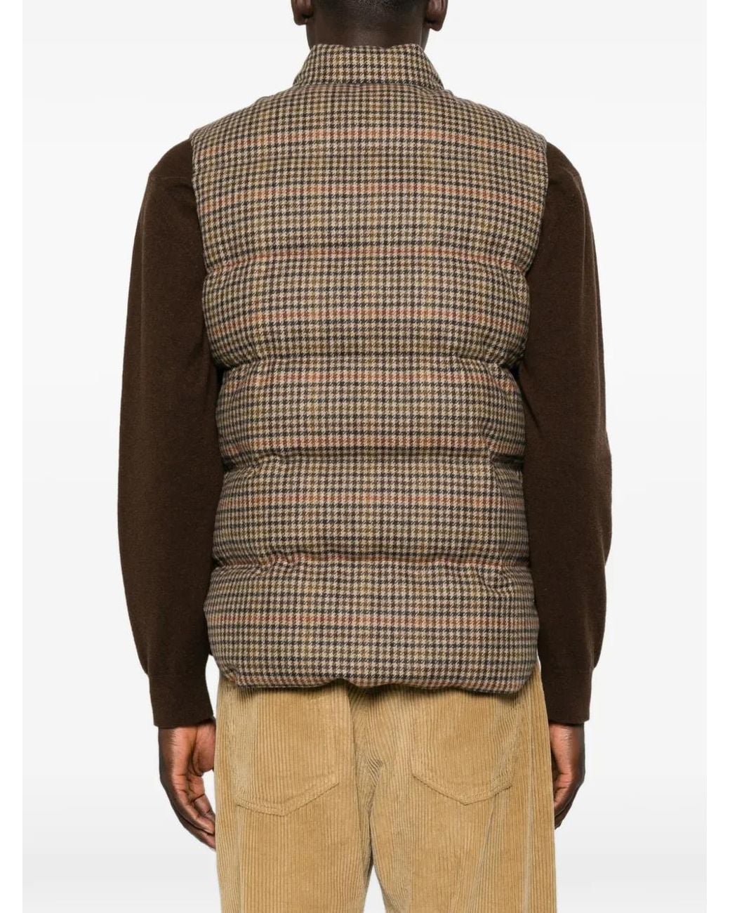 Sebago Brown Check-Pattern Padded Gilet