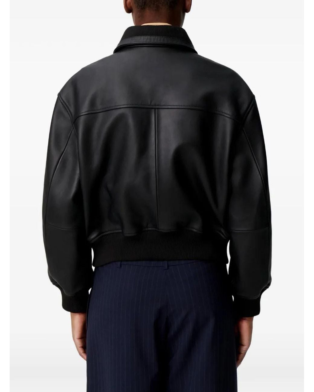 Claudie Pierlot Black Leather Bomber Jacket