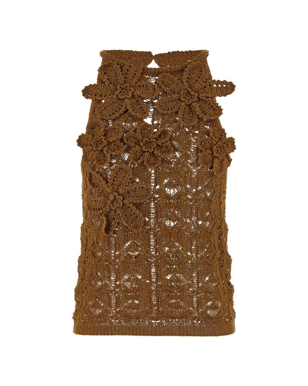 Pinko Brown Floral Crochet Top