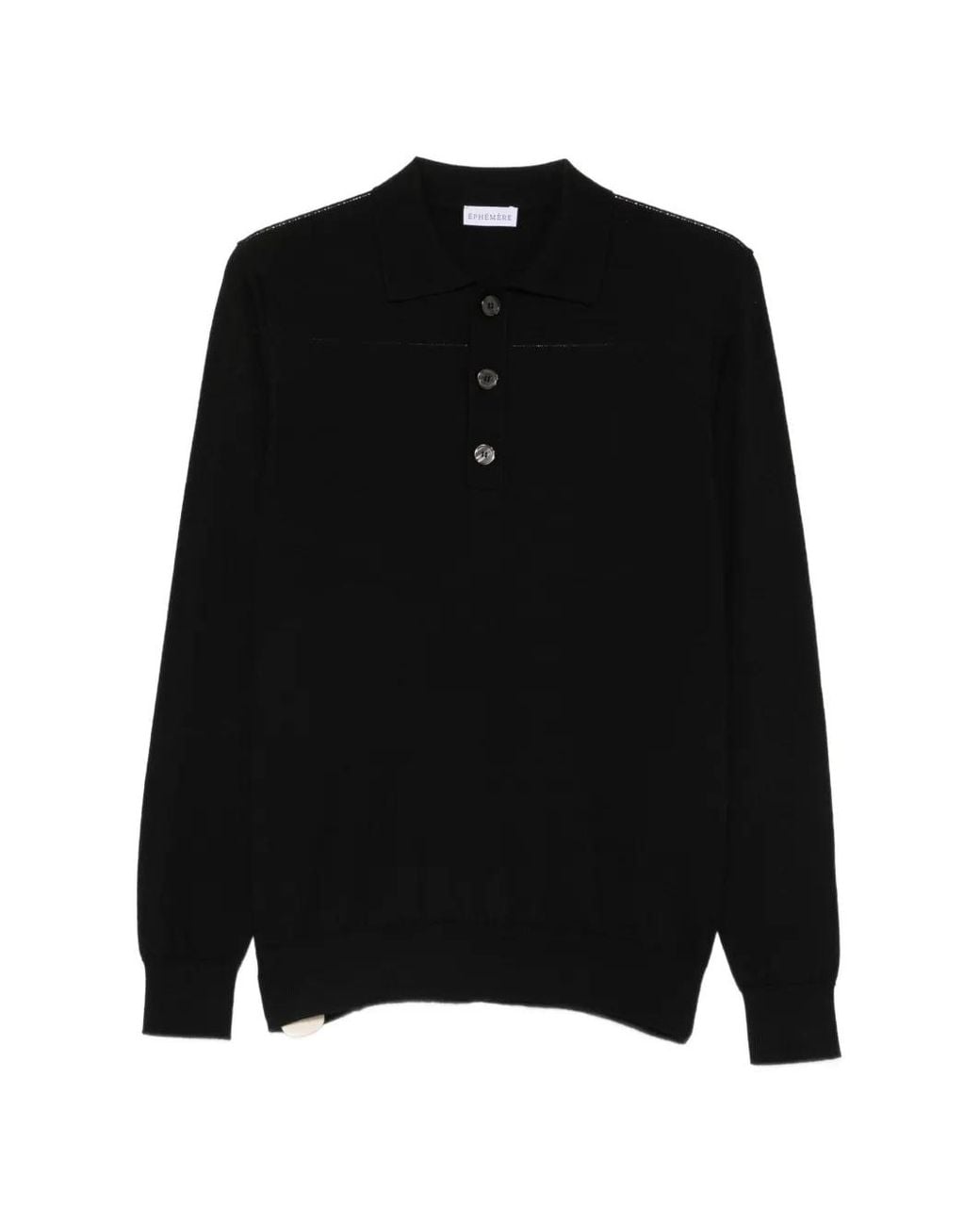 ÉPHÉMÈRE Black Long-Sleeve Polo Shirt for men