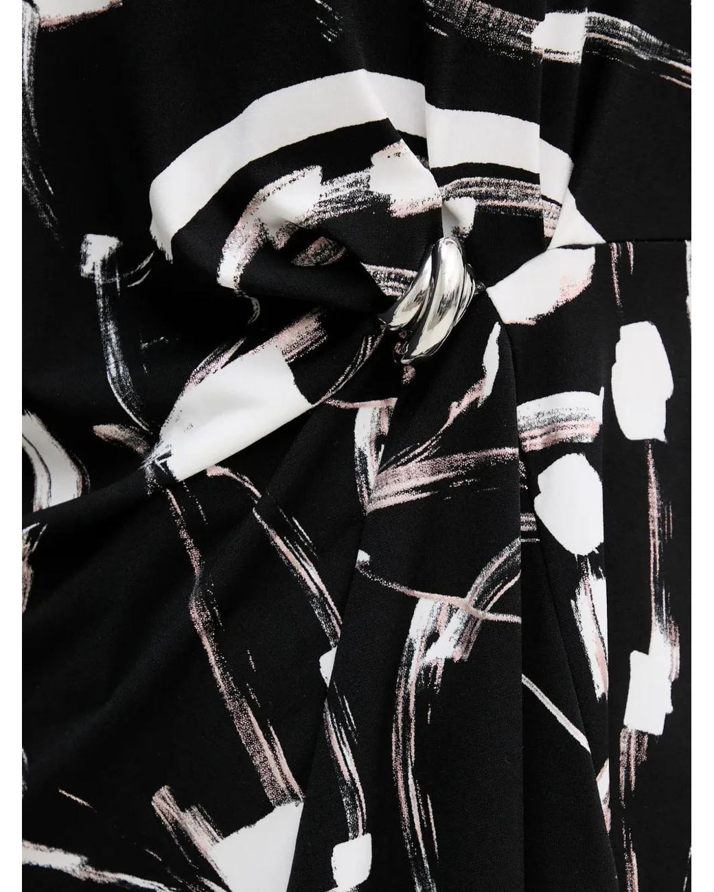 Joseph Ribkoff Black Graphic-Print Knot Top