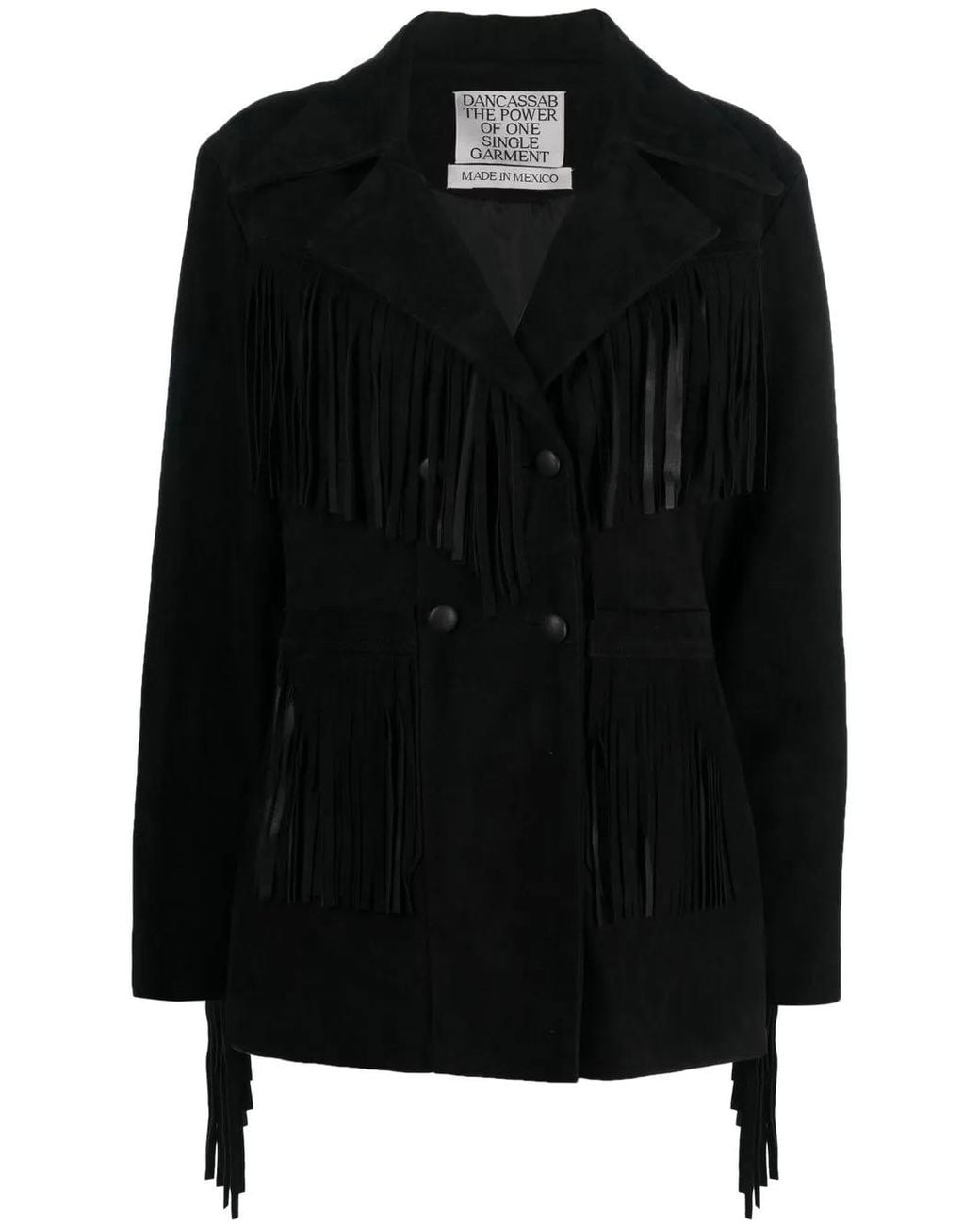 Dan Cassab Black Rivera Fringed Leather Jacket