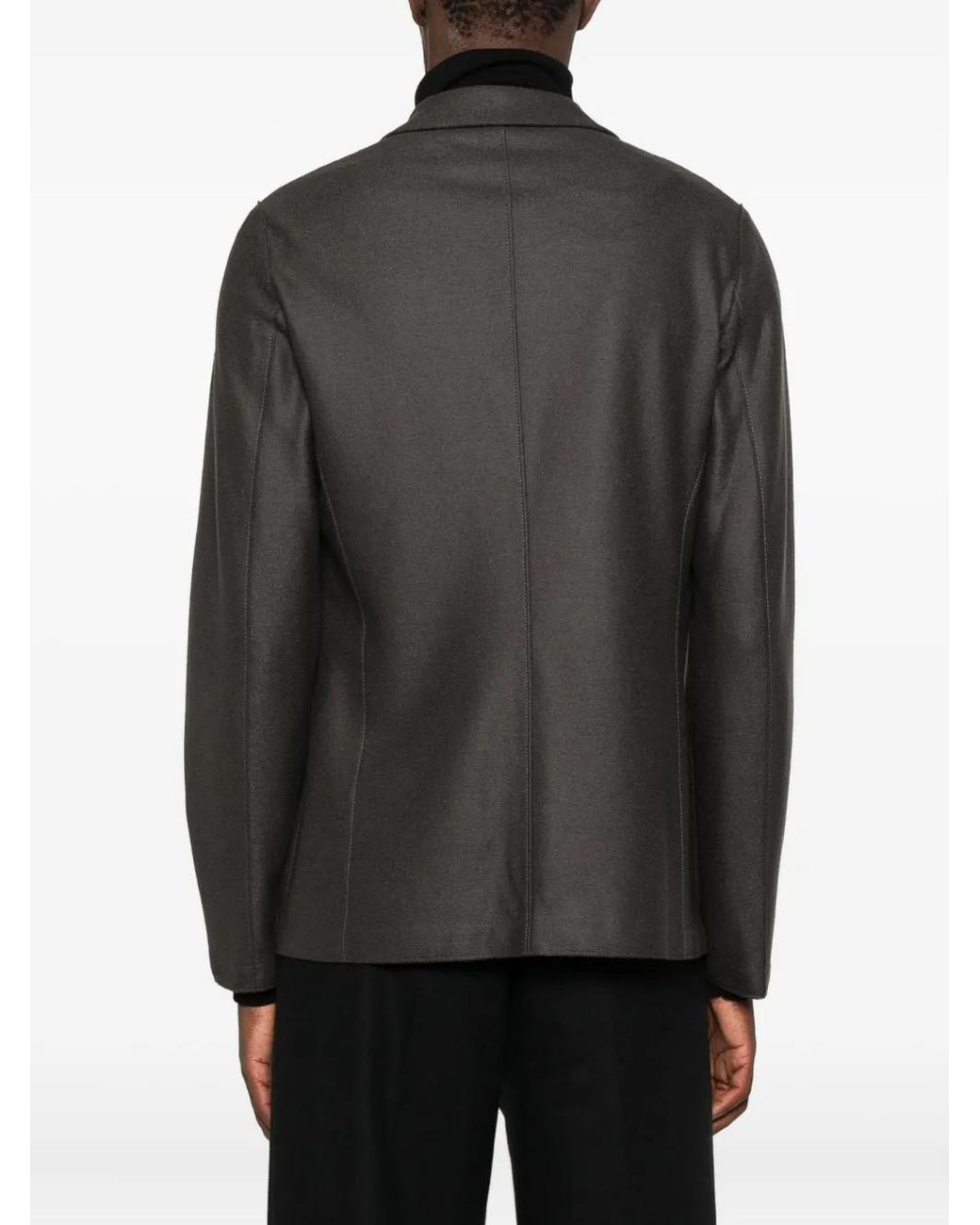 Harris Wharf London Black Single-Breasted Virgin-Wool Blazer for men