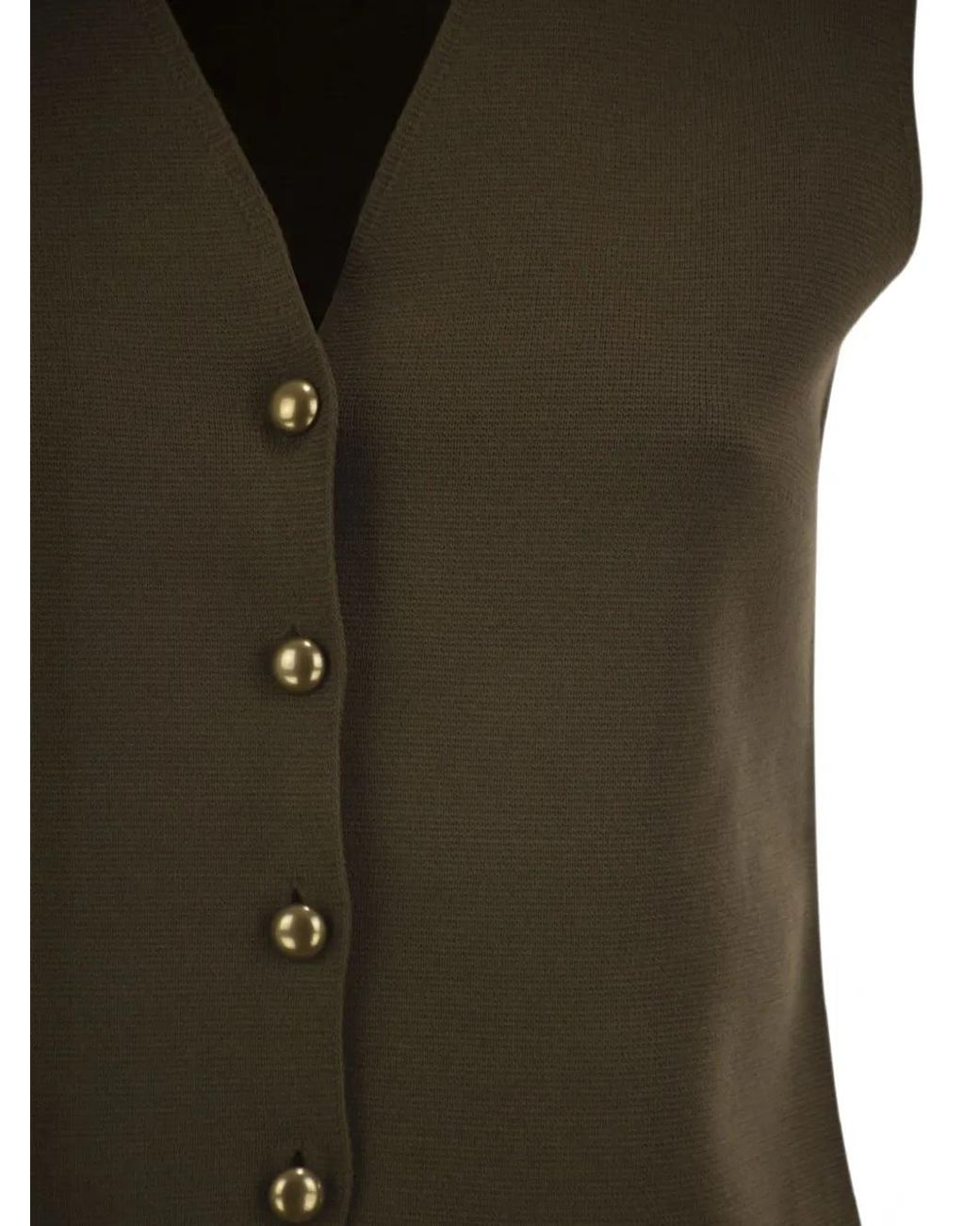 Max Mara Green Button-Fastening Knitted Waistcoat