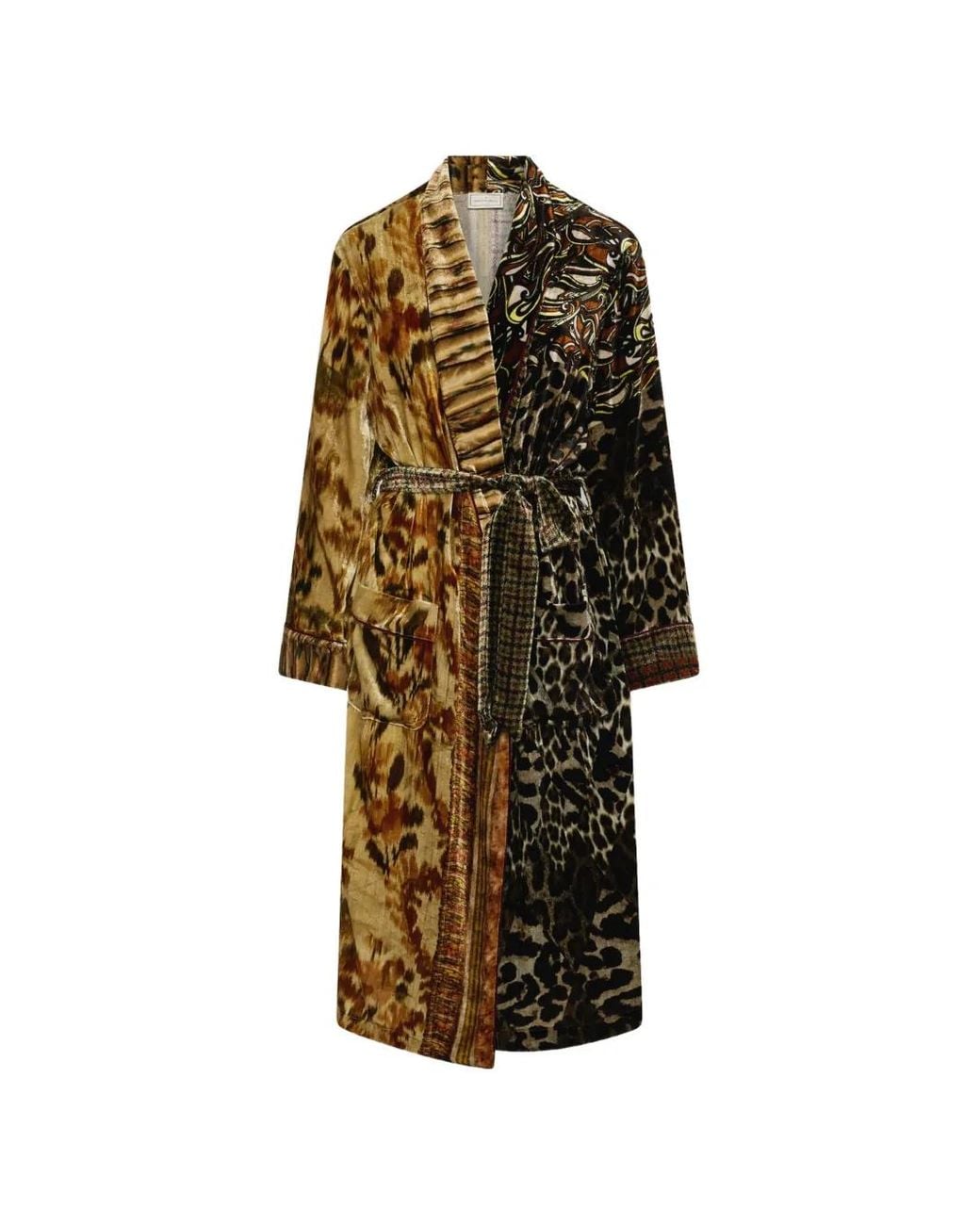 Pierre Louis Mascia White Kanada Mixed-Print Belted Coat