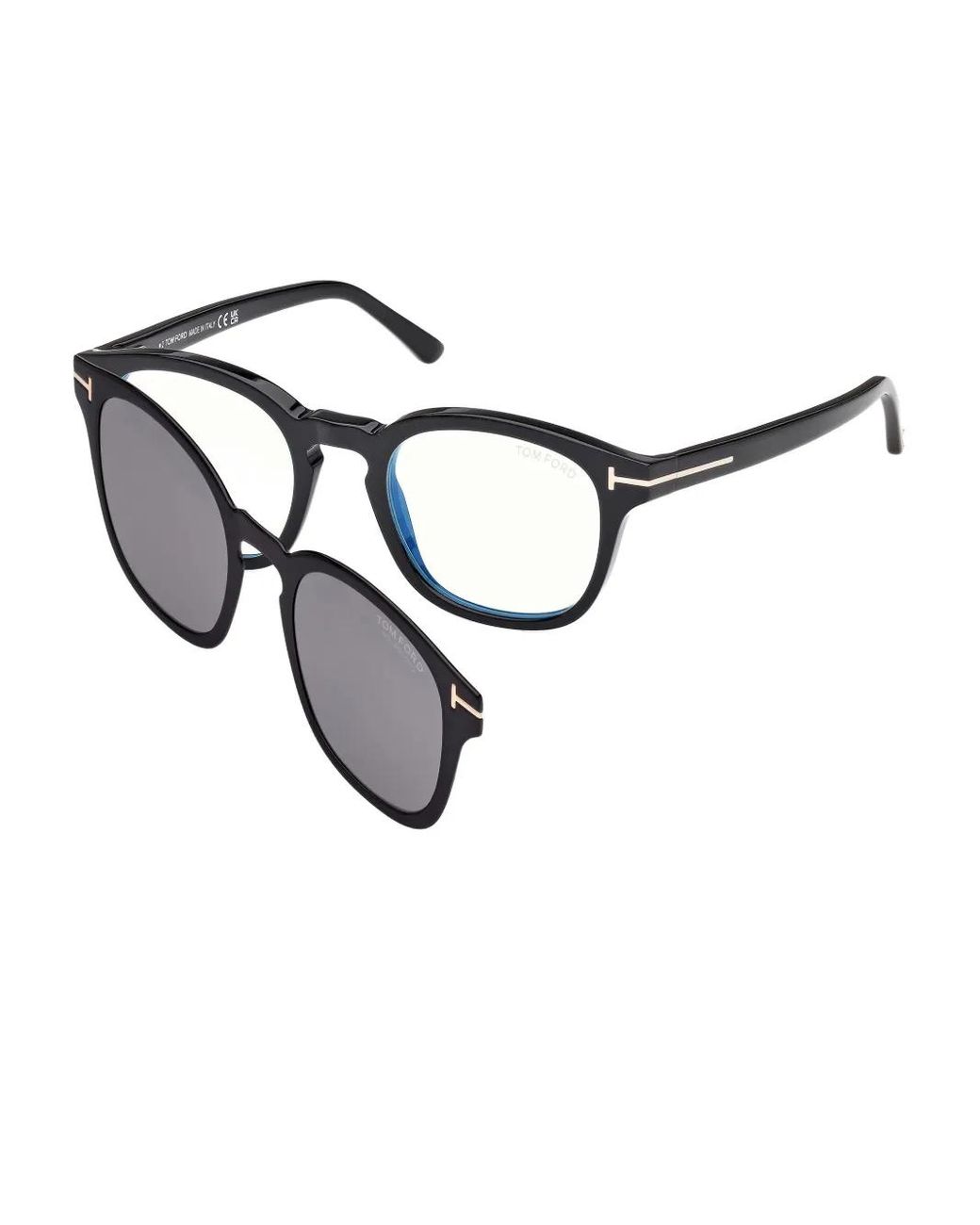 Tom Ford Brown Clip-On Round-Frame Glasses