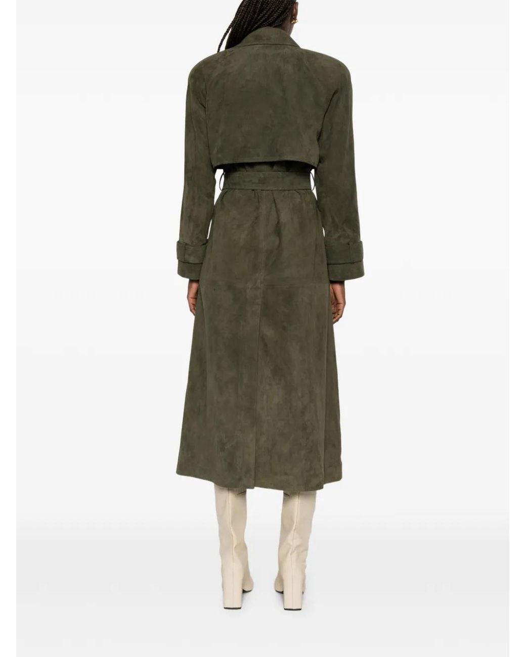 DUCIE Green Corrin Double-Breasted Trench Coat