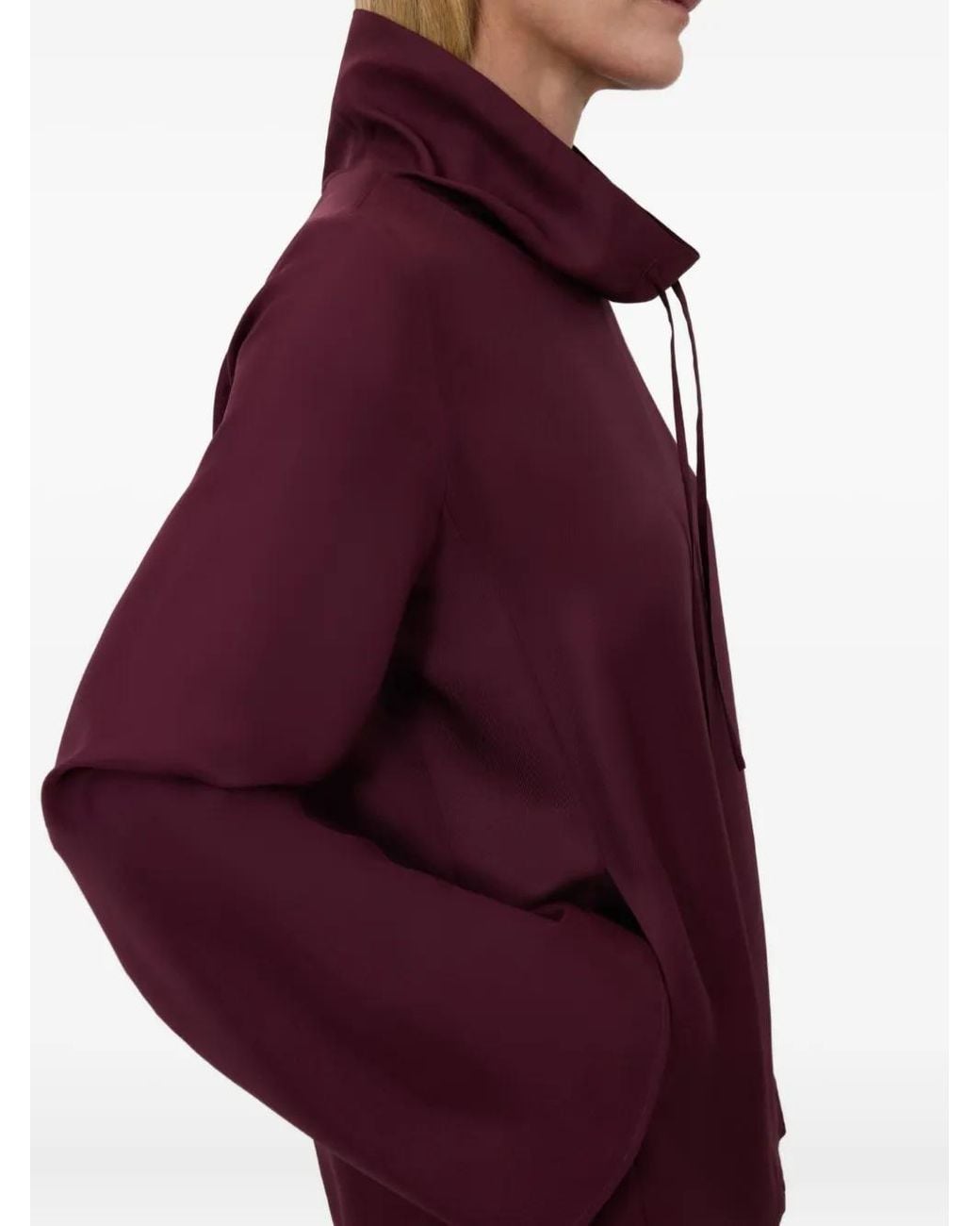 Loulou de Saison Purple Drawstring-Neck Wide-Sleeve Top