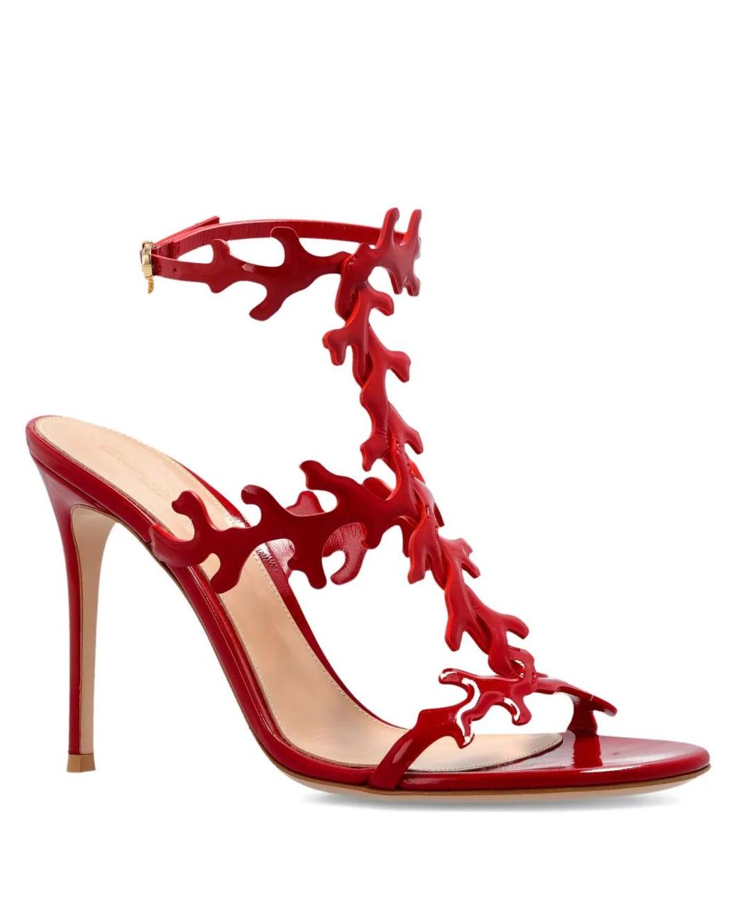 Gianvito Rossi Red Ocean Leather Heel Sandals