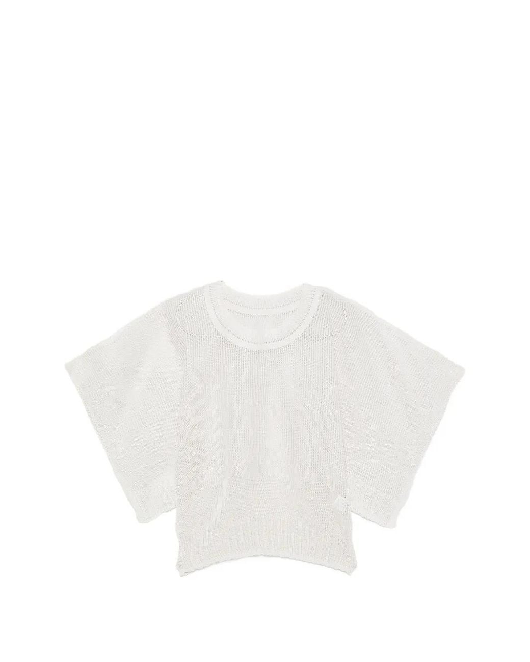 Issey Miyake White Cialda Open-Knit Short-Sleeve Linen T-Shirt