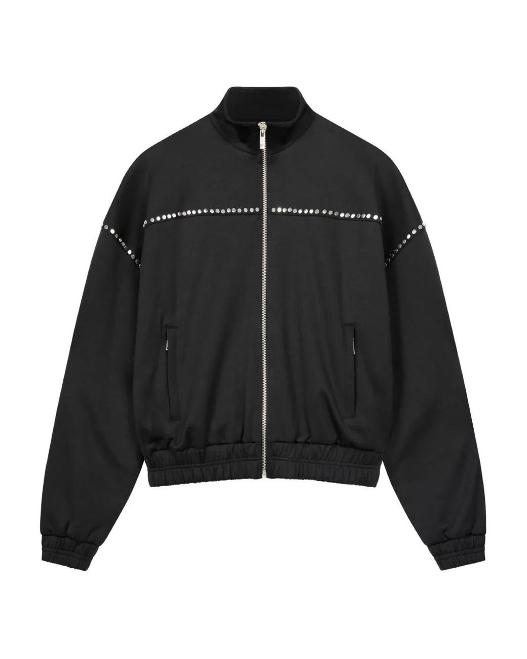 ROUGH Black Stud-Detail Track Jacket for men