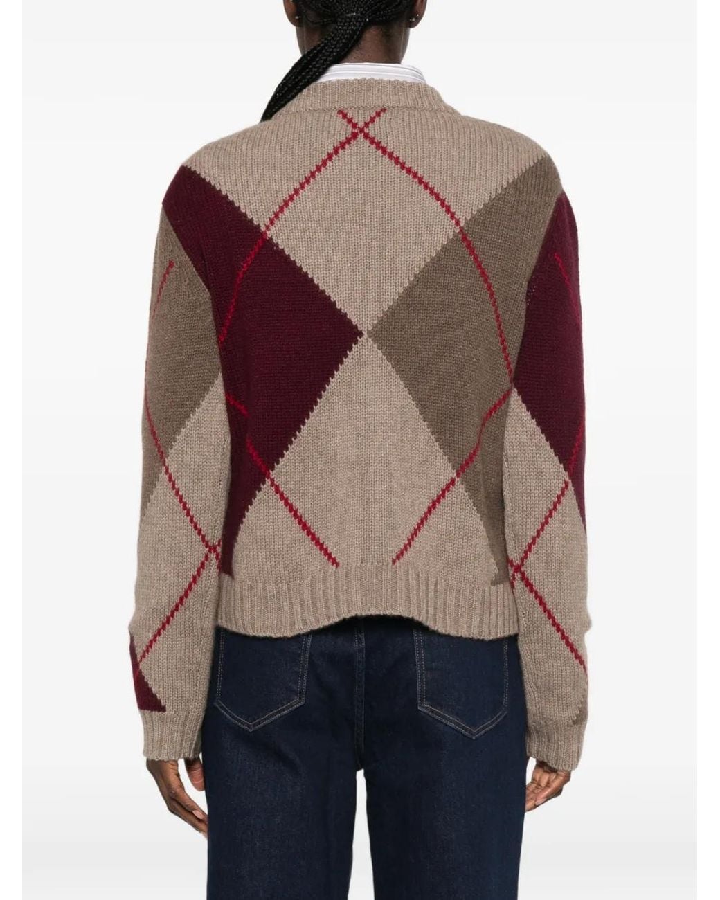 Be You Brown Argyle-Pattern Sweater