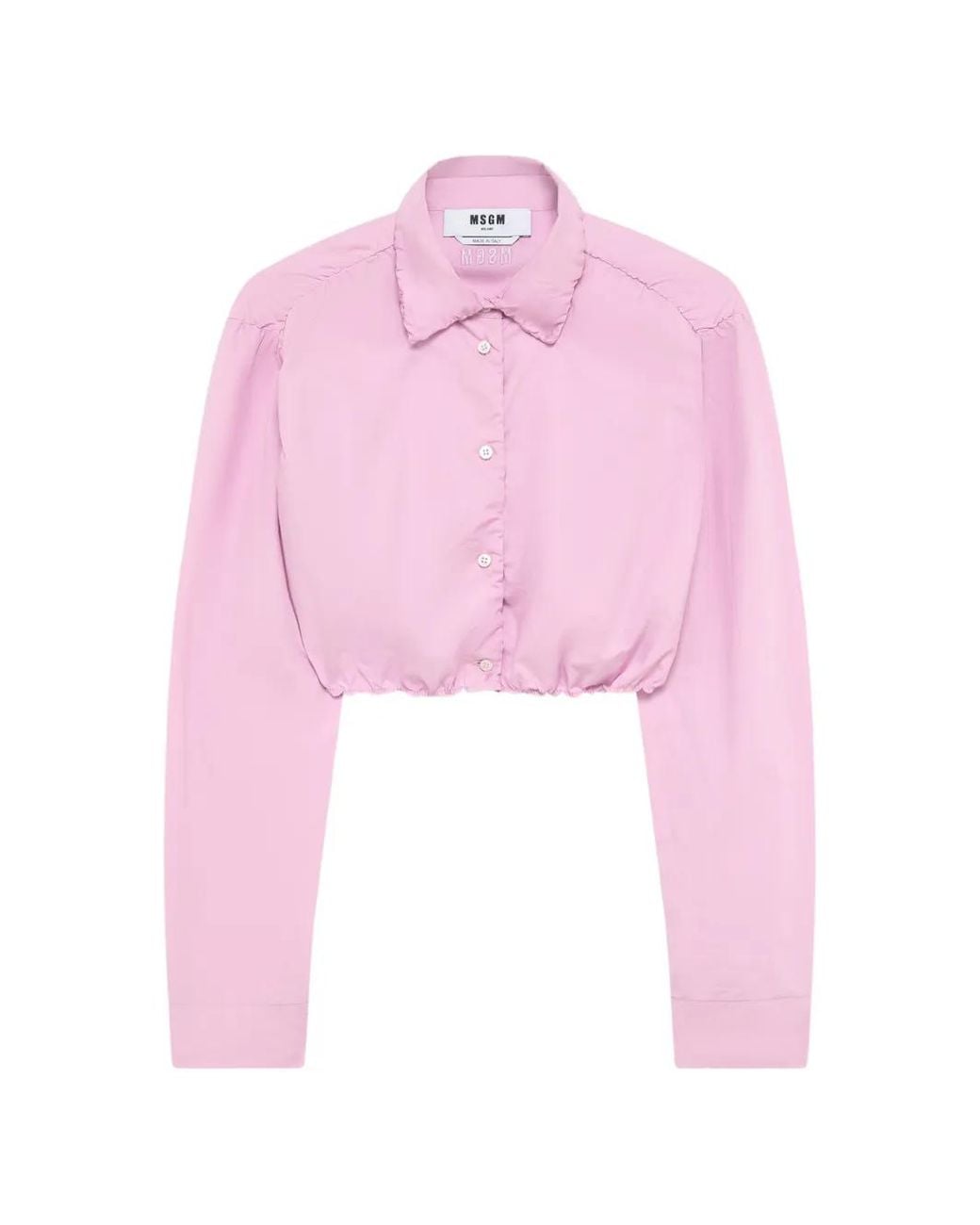 MSGM Pink Cropped Gathered Shirt