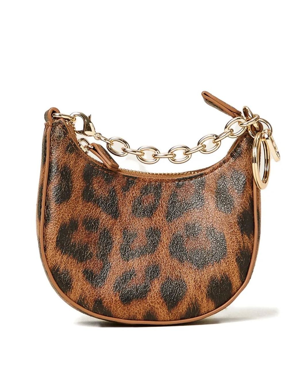 Twinset Brown Leopard-Print Chain Wallet
