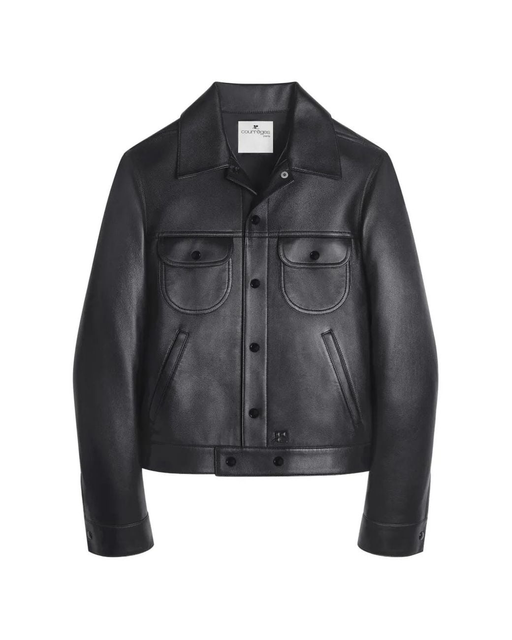 Courreges Black Leather Trucker Jacket for men