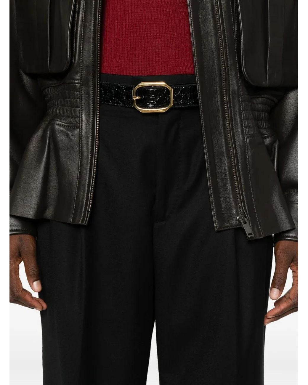 Berwich Black Pleated-Cuffed Trousers
