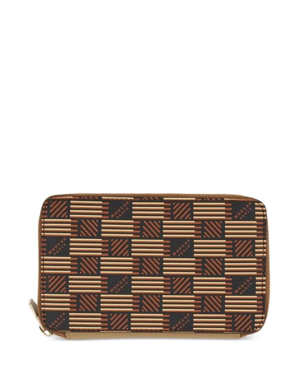 Moreau Brown Mini Geometric-Print Zip-Around Wallet