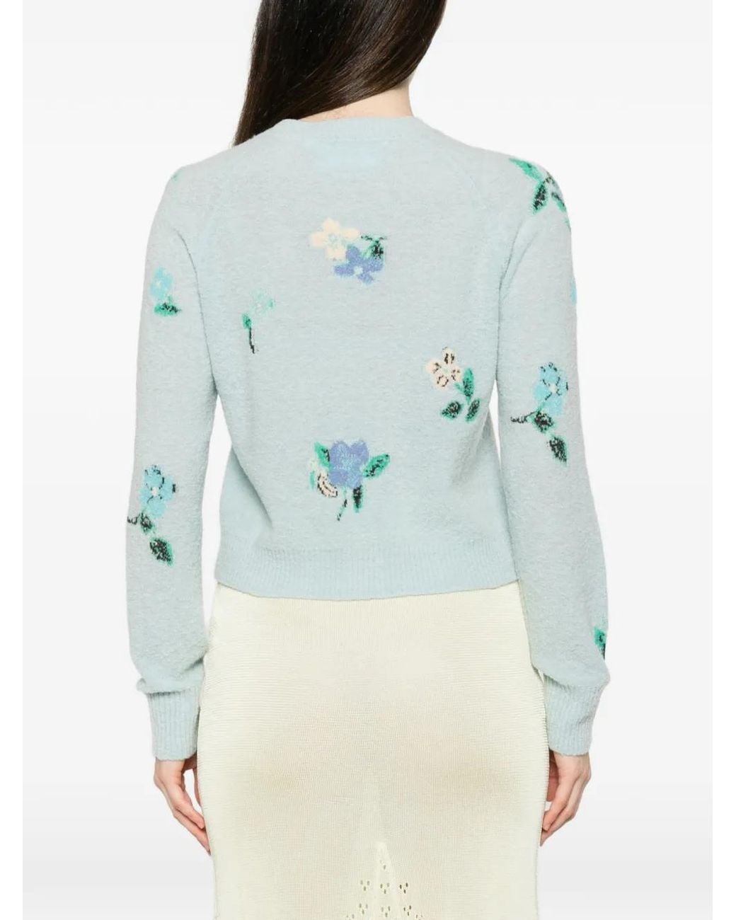 BERNADETTE Blue Clemence Intarsia-Knit Cardigan
