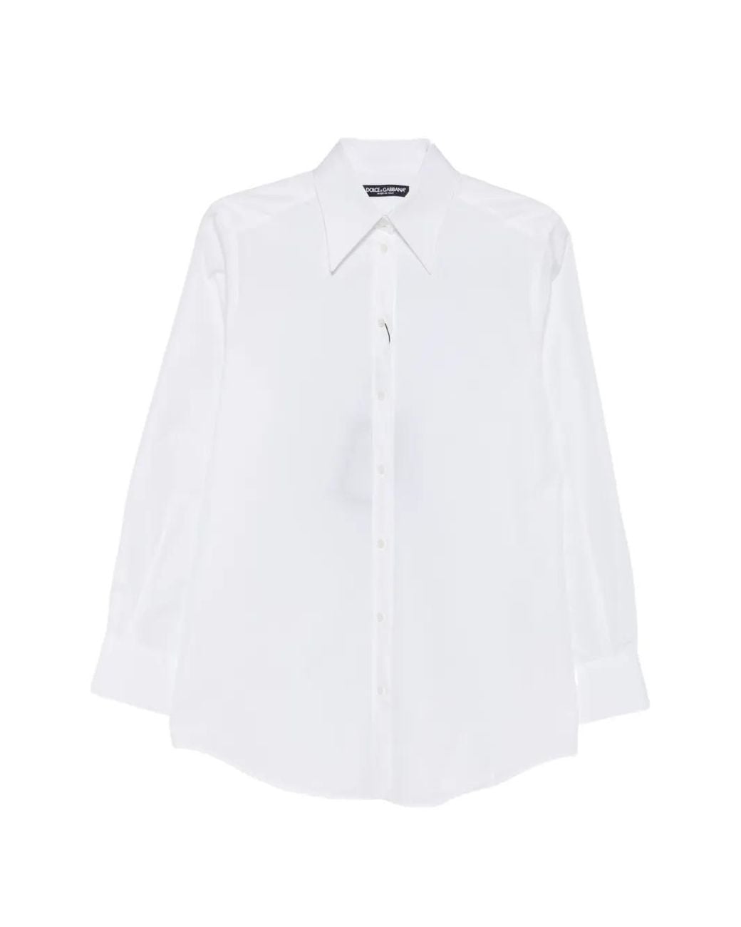 Dolce & Gabbana White Pointed-Collar Long-Sleeve Shirt