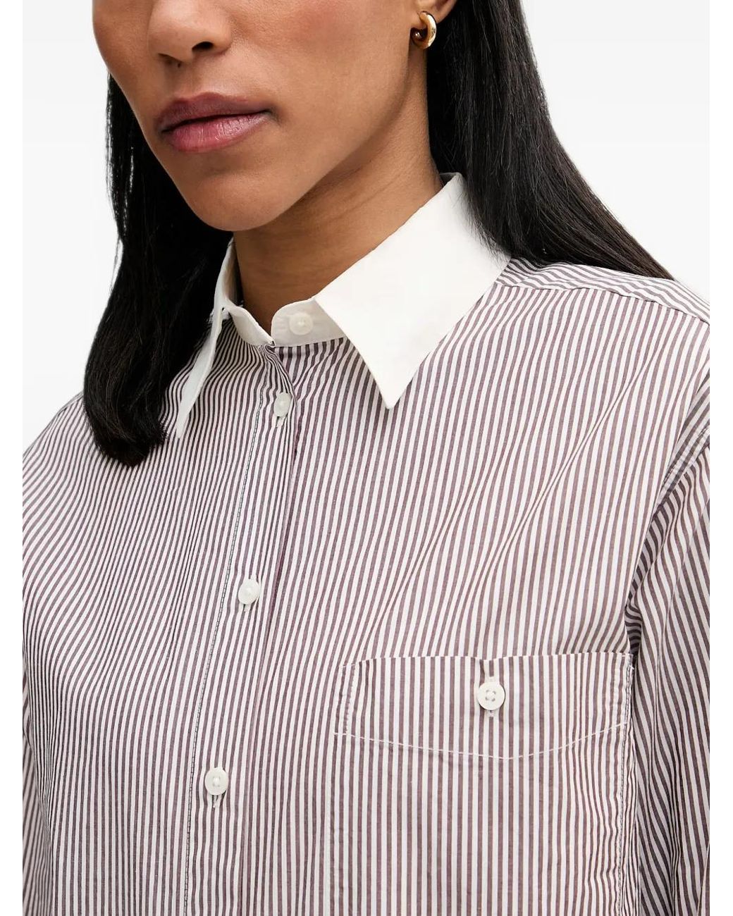 Marc O' Polo Gray Chemise Rayée À Poignets Noués