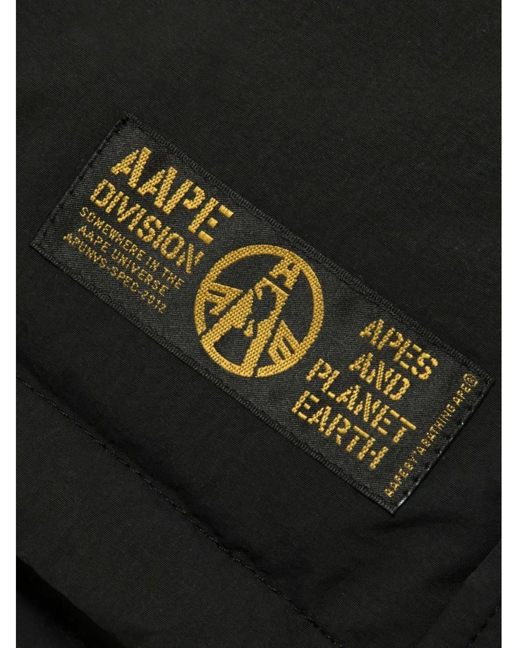 Aape By A Bathing Ape Black Hooded Patch-Detail Jacket for men