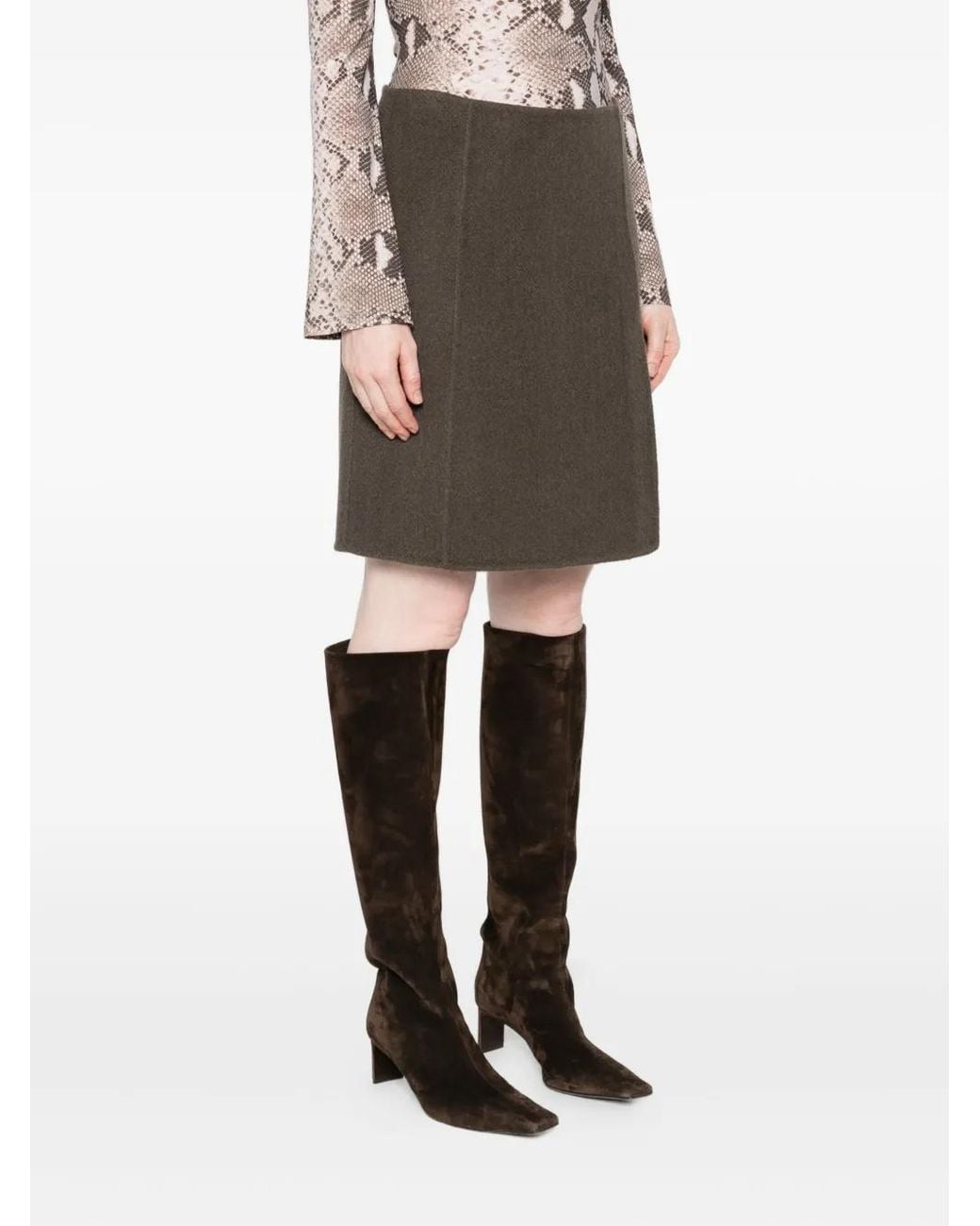 P.A.R.O.S.H. Brown Wool Mini Skirt