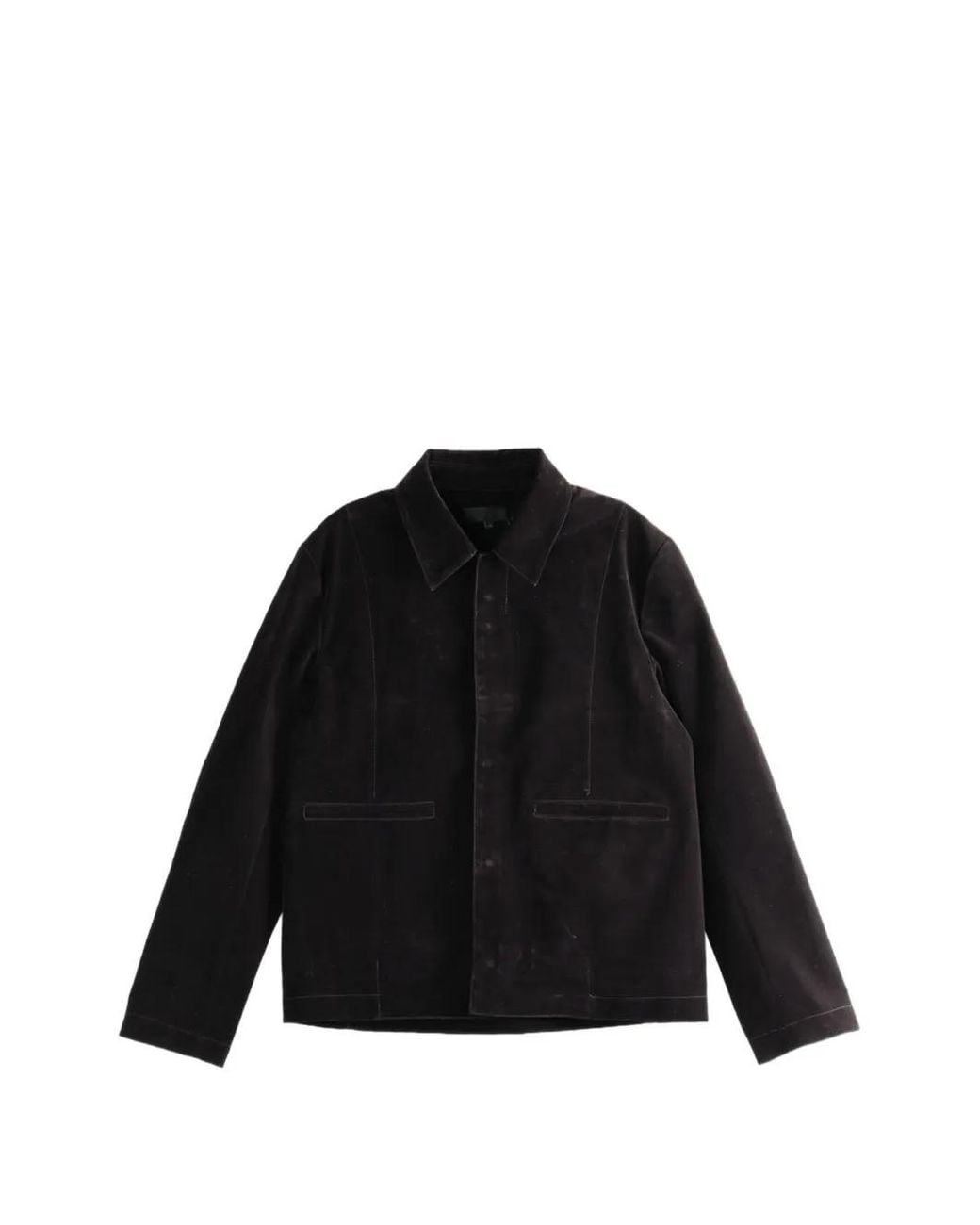 Omar Afridi Black Velvet-Effect Shirt Jacket for men