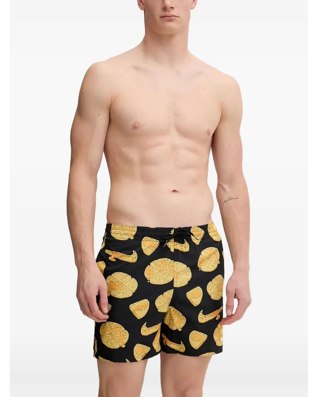 Nike Black Waffle-Print Swim Shorts for men
