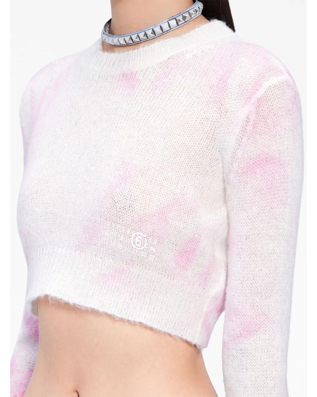 MM6 by Maison Margiela Pink Tie-Dye Cropped Jumper