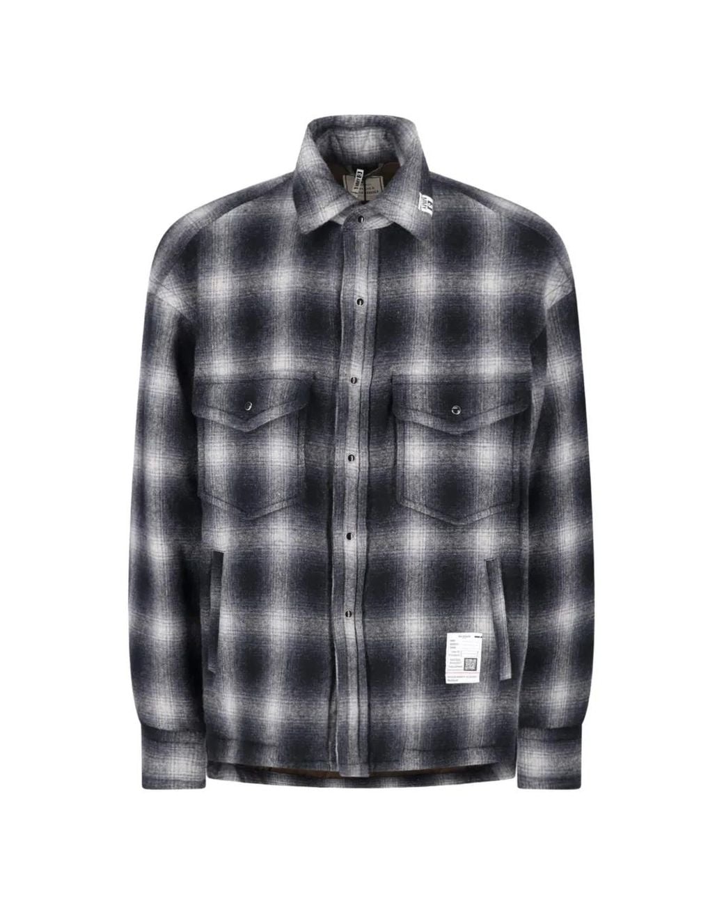 Maison Mihara Yasuhiro Gray Plaid Wool Shirt Jacket for men