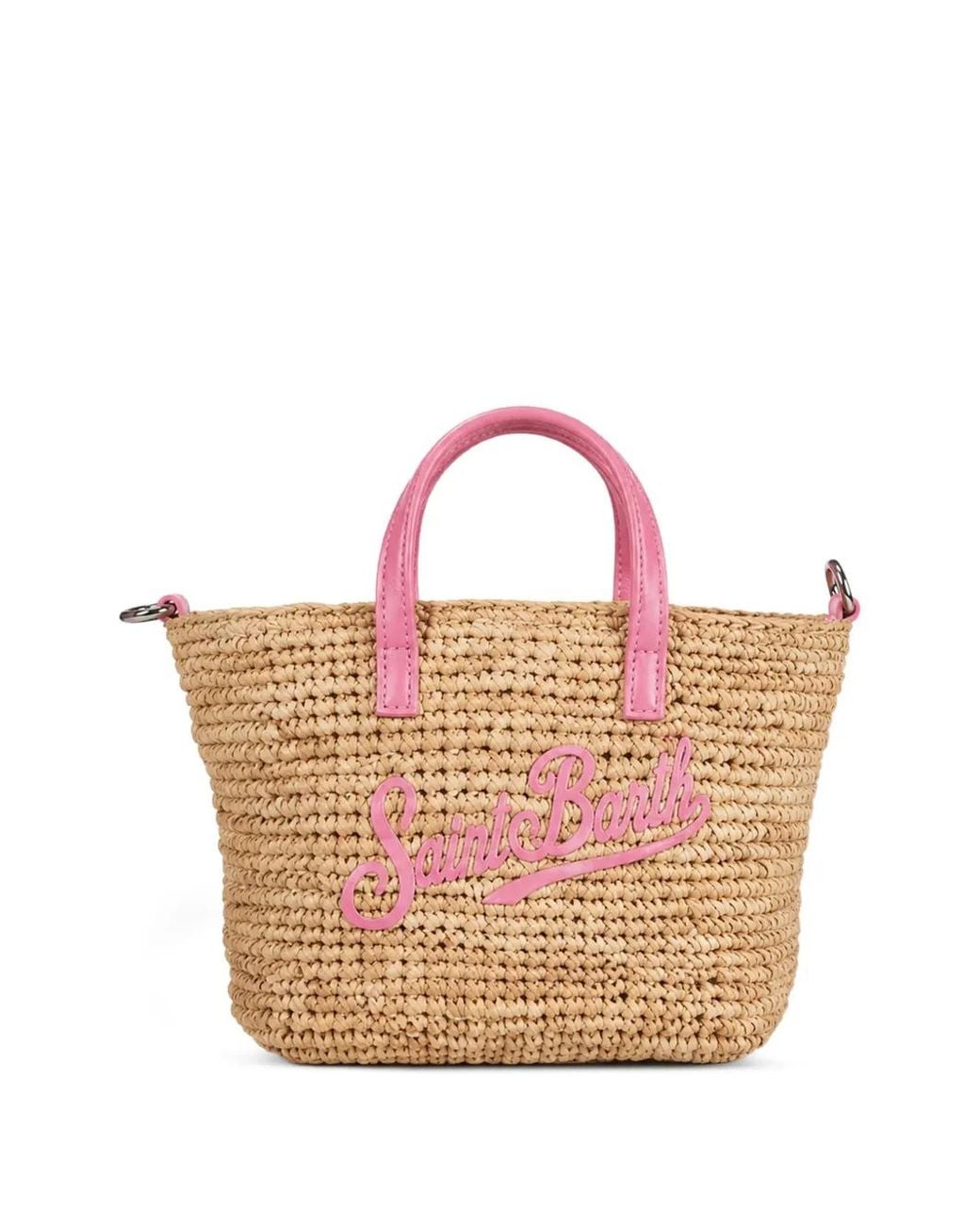Mc2 Saint Barth Pink Logo-Patch Raffia Tote Bag