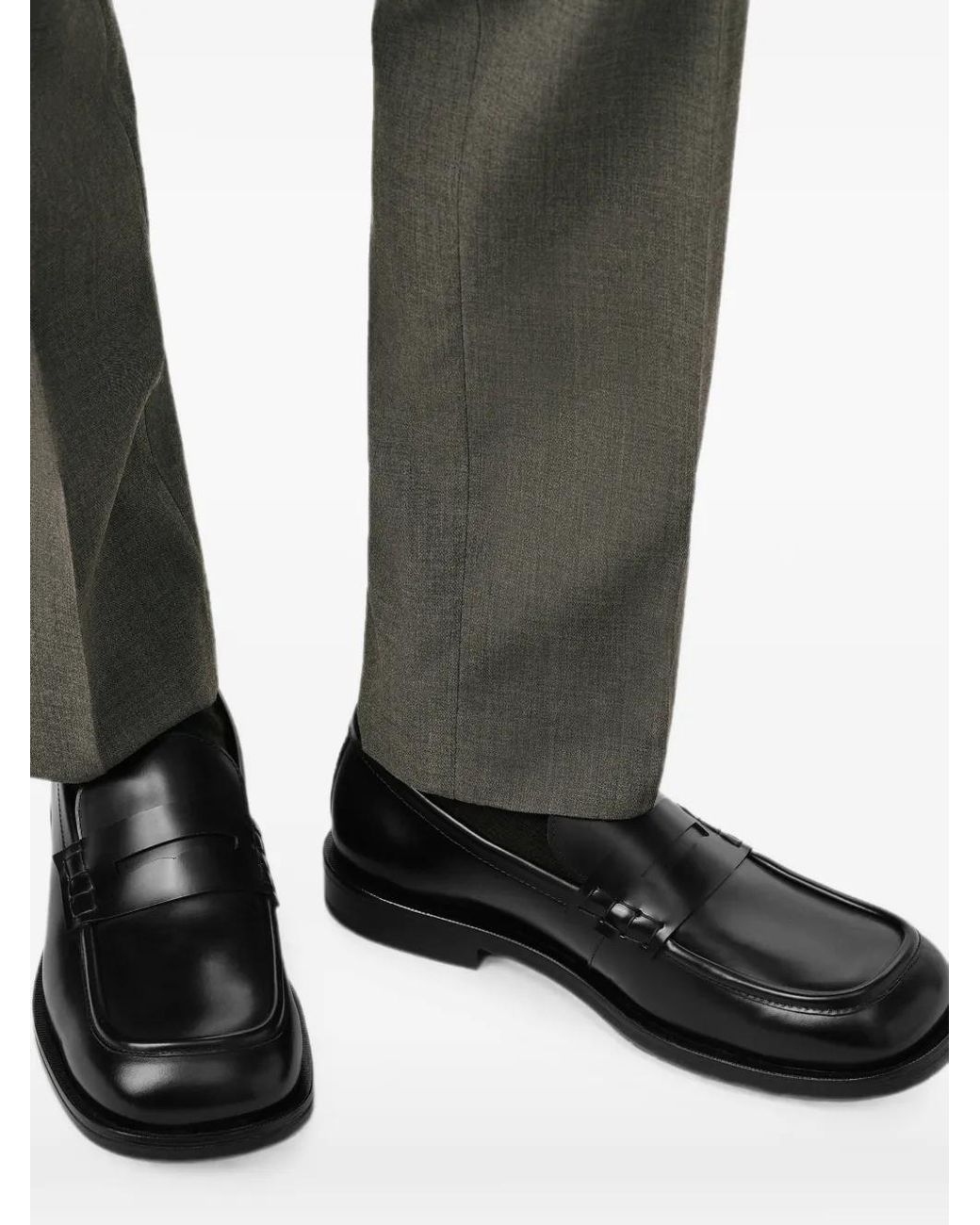 AMI Black Cow Leather Loafers