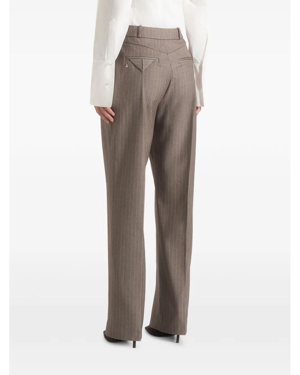 Manière De Voir Gray Pinstripe Twin Pleat Tailored Trousers