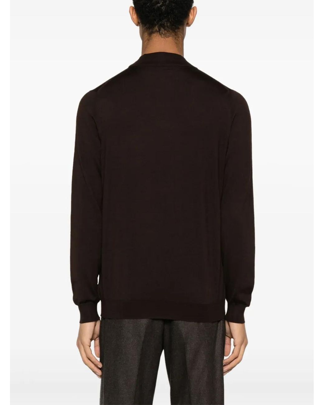 Kiton Black High-Neck Cashmere-Silk Jumper for men