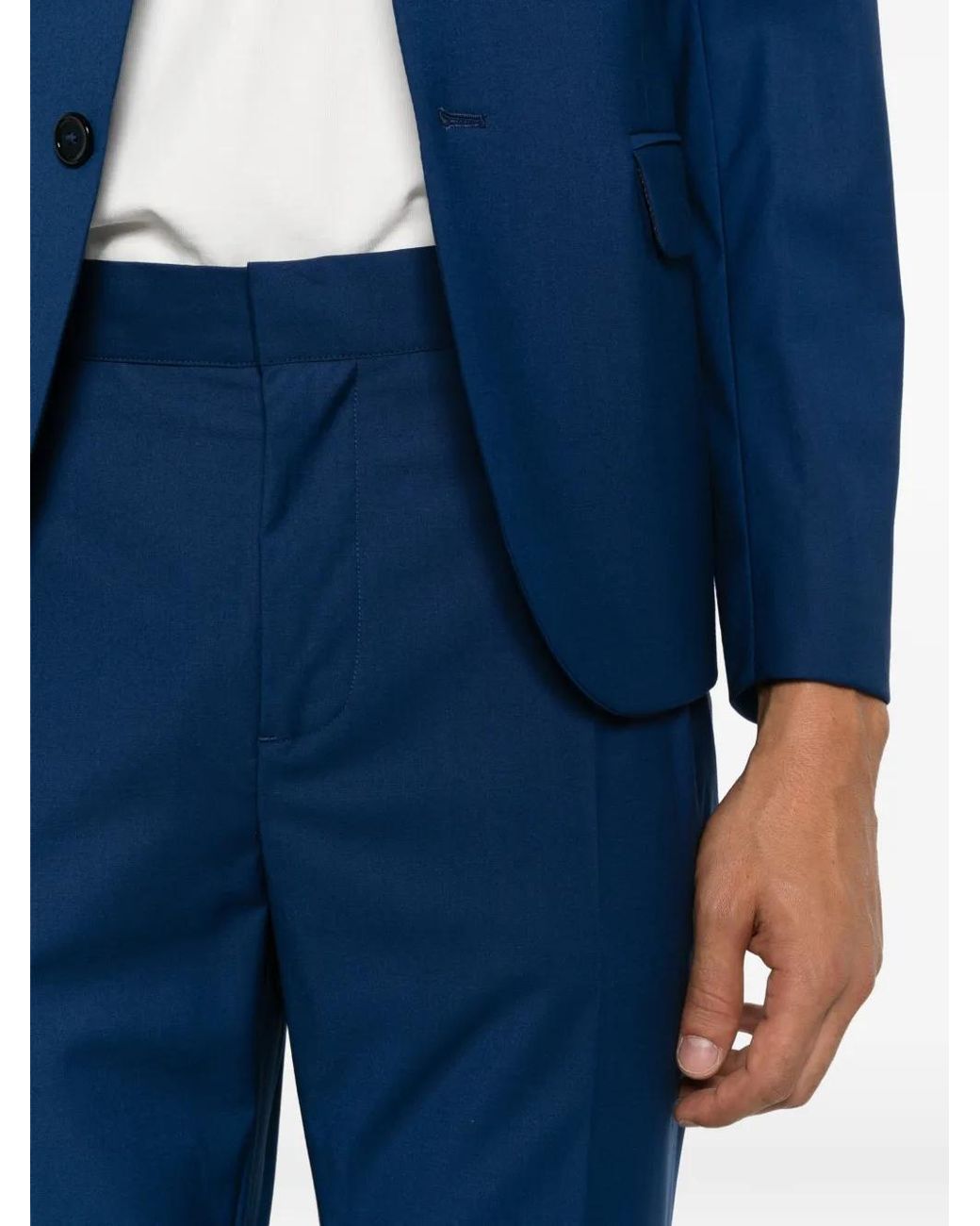 Daniele Alessandrini Blue Peak-Lapels Single-Breasted Suit for men