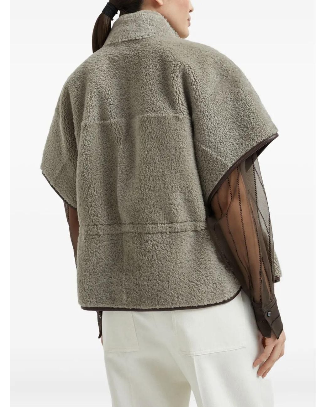 Brunello Cucinelli Gray Veste En Peau Lainée